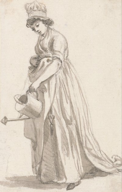 A Girl with a Watering Can Facing Left: Sarah Hough, Mrs. T.P. Sandby